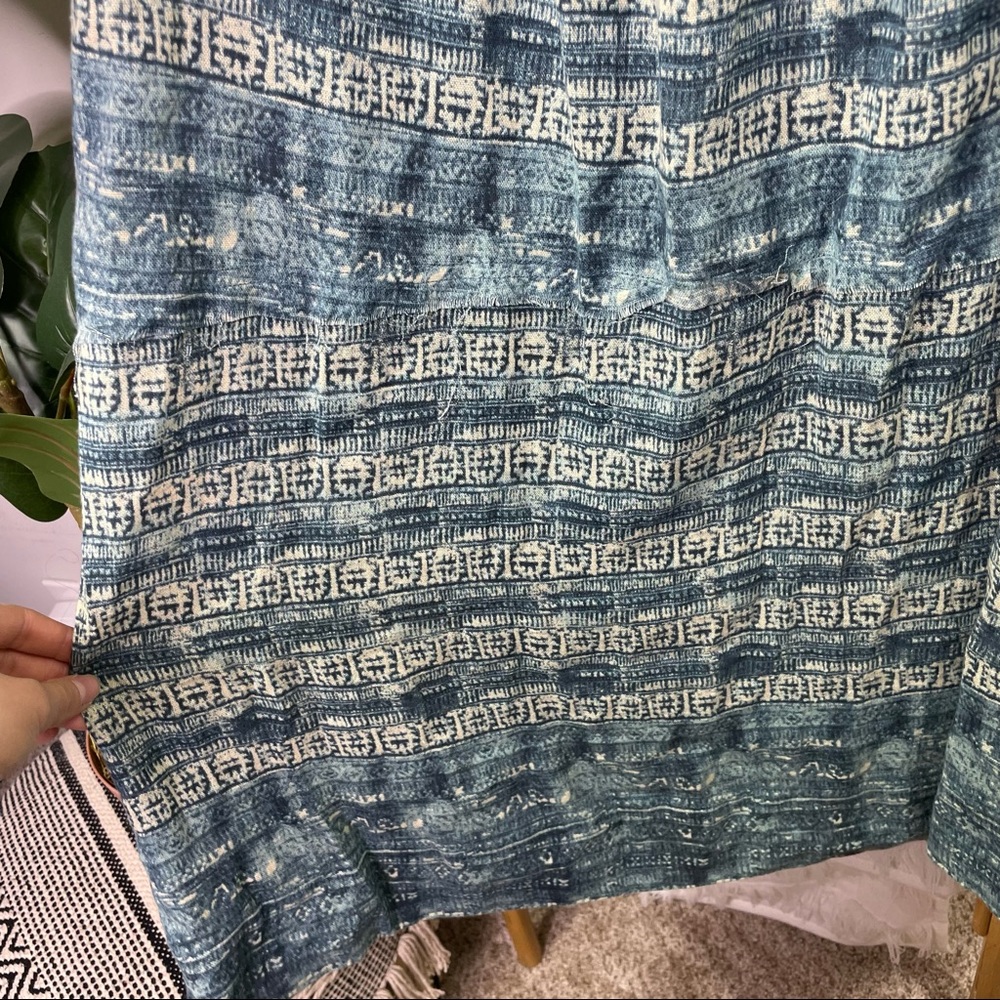 Free People Blue Boho Maxi Square Neck Tribal Print sz L - Picture 4 of 11